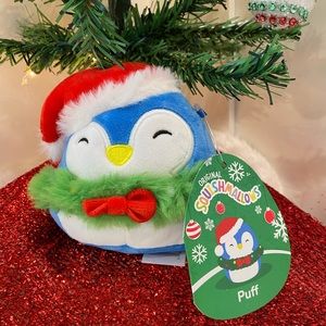 Puff the Penguin in Wreath Holiday Squishmallows 4” NWT